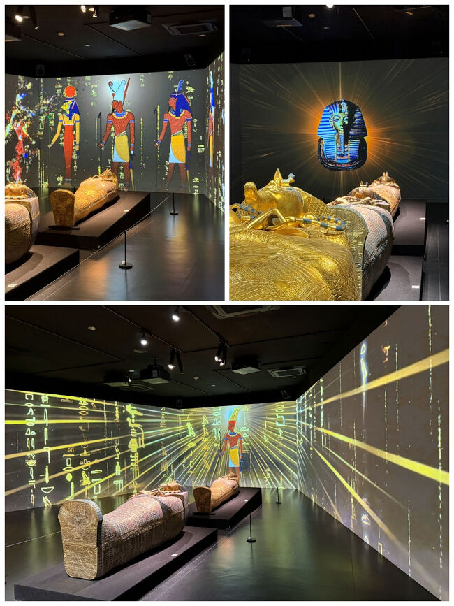 エジプシャンミュージックが流れ、黄金のマスクやヒエログリフ、それらの映像に引き込まれ、まるでエジプト文明のあった時代にタイムスリップしたような気分になりました。