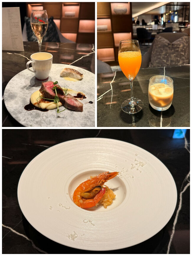 美味しいお酒と共にたくさん食べてしまうよ～♪<br />でも、旦那様はお腹いっぱいってことで、お肉だけ頂いてました。<br />お肉は食べるんかい(笑)<br />カクテルにベイリーズミルクがあったので、作ってもらって。<br />カルーアよりも大人より～って言ってたけれど、どっちも大人用ドリンクですが(笑)<br />海老のリゾットも本格的な二口サイズ。たくさん頂き最高のディナーじゃん♪