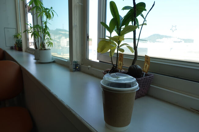 外帯ですから、宿の窓辺に。珈琲…の前に洗濯機でした。今から開始です。もう11:00…