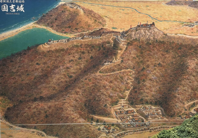 在りし日の国吉城の想像図。<br />山城ですね～