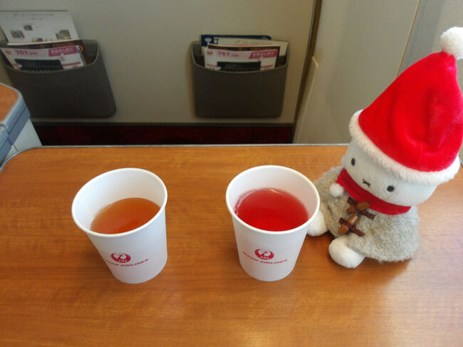 席はファーストクラス、あくまでもサービスはクラスＪ！<br />なので、飲み物のサービスです。<br /><br />相方はスカイタイム、私はコンソメスープをいただきます。