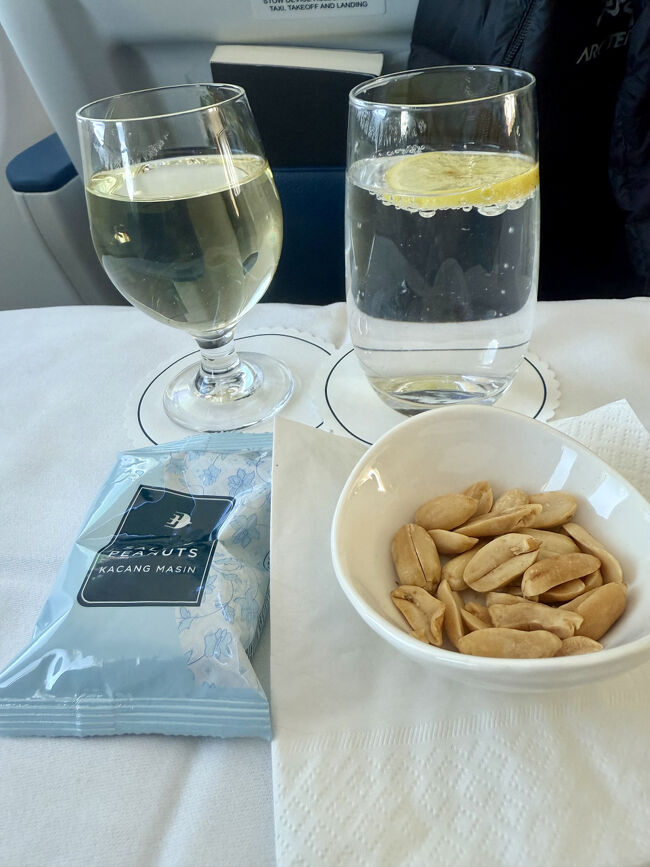 15:00 ウェルカムシャンパンをもらうとテンション上がります、ビジネスクラスがセールで半額はラッキーでした、自分ながらよく見つけた(たまたまですが)