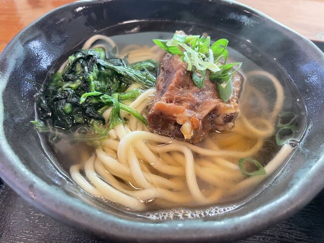 本ソーキそば。<br />初めての宮古島でのおそば。麺がツルツルで優しい鰹だしでうどんに近いような。麺のざらつき感がないのも良いしあっさり食べられるのも良い。