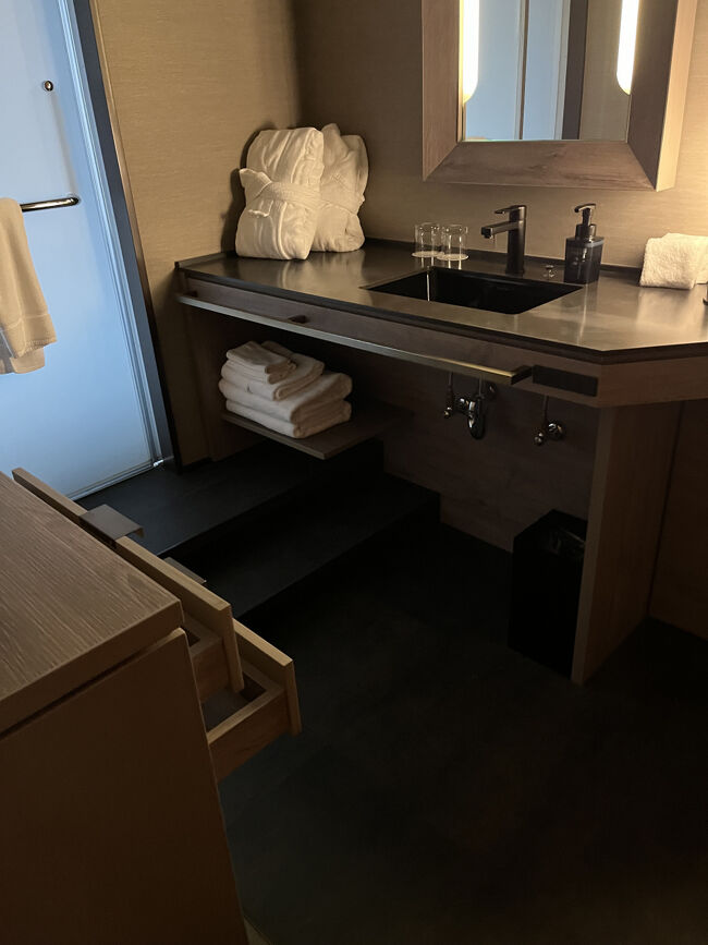 広いバスルーム。風呂場とトイレは、それぞれ独立しています。