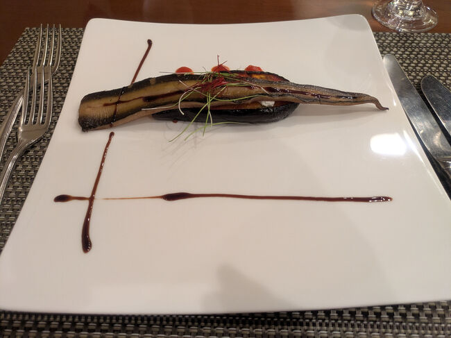 穴子と茄子のミルフィーユ バルサミコソース