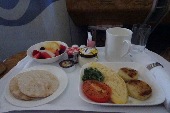 パンケーキセットの朝食