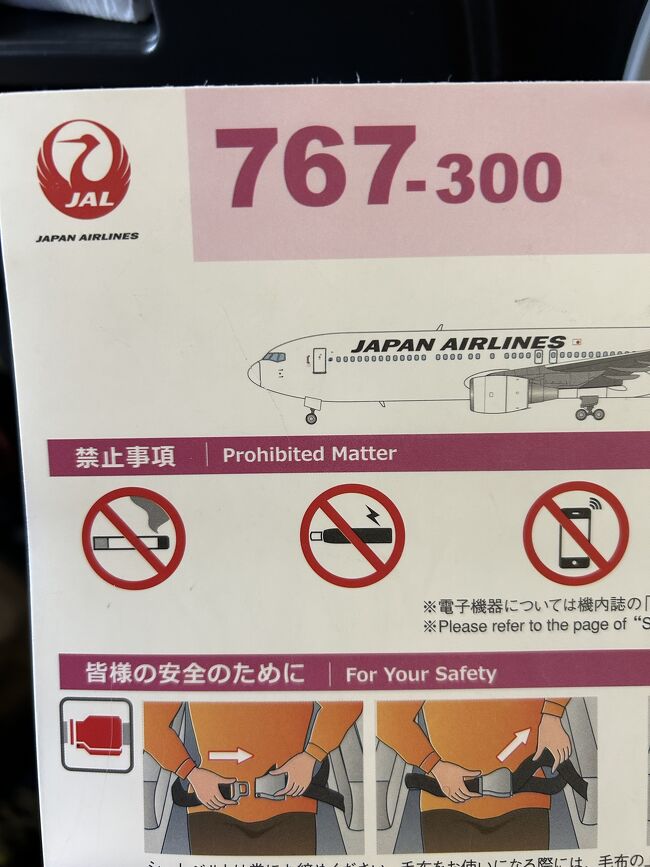 機材767 座席は2-3-2 ほぼ満席でした
