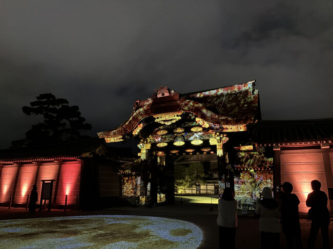 唐門「観月への誘い」<br />唐門に描かれている彫刻がプロジェクションマッピングの光に呼応して広がりを見せ、観月会への扉が開かれます。