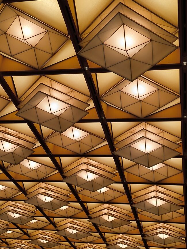 この天井は3段階に照明を変えることができるそうですが<br />とても美しい幾何学模様に見えました