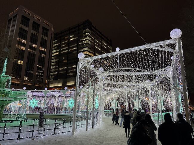 では、札幌ホワイトイルミ見物に行きます。<br />ホテルからすぐです。