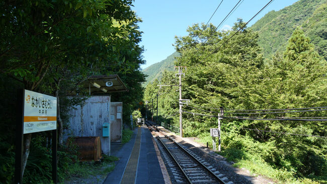 中井侍駅はホーム１本の停留所駅。<br />駅舎はなく、ホームに屋根付きのベンチがあるだけです。