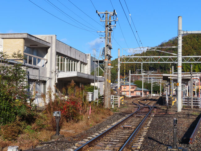 そばの踏切から見た駅。