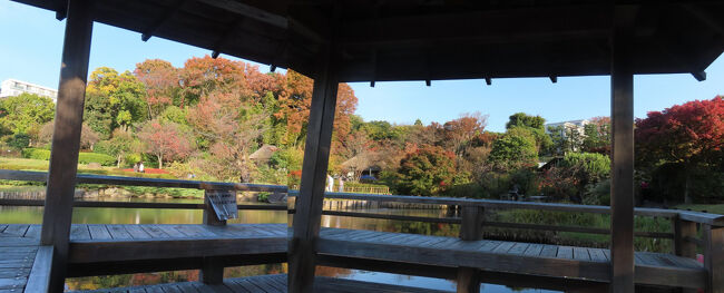 池のあずまやから