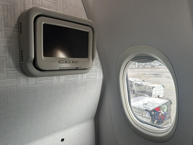 国内線なのですが、モニタが付いていました。<br />日本語の映画はコナンが1本。<br />ただ、1時間半のフライトなので、行き帰り合わせてで1本見れるかどうか。