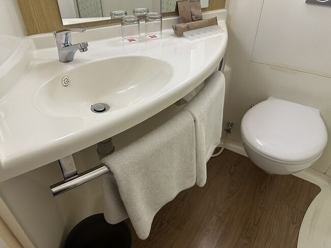 めっちゃ狭いです。<br />このあたりはビジネスホテルという感じ。<br />そしてトイレは連続では流せない…。<br />タオルはバスタオルのみでした。