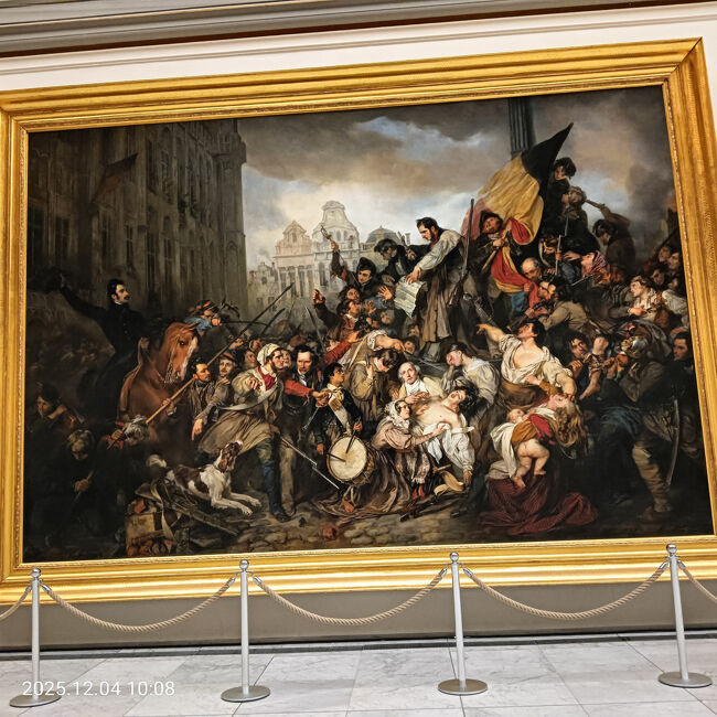 入ったところにある大きい絵。１８３０年ベルギー独立のひとこま
