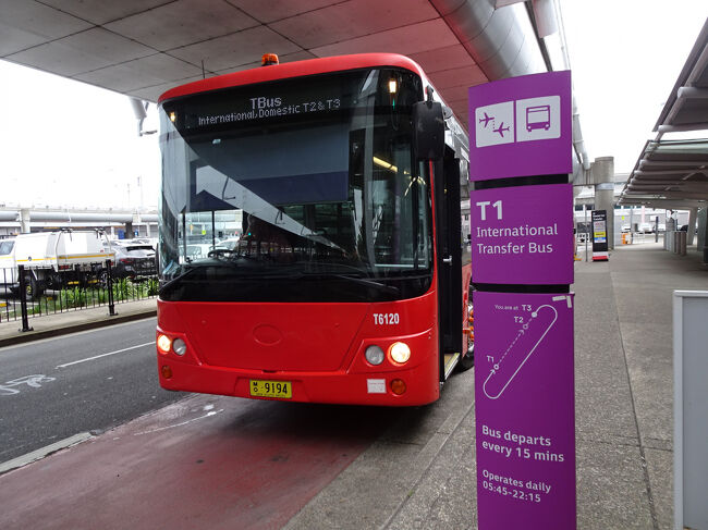 空港連絡無料バスで、国内線から国際線ターミナルへ移動。