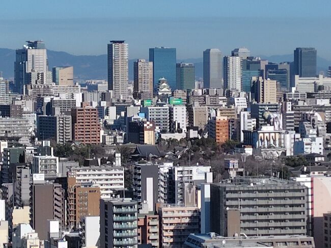 ビル街の中に大阪城。