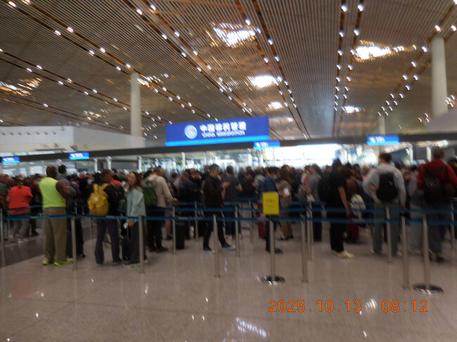 看板に沿って行くともの凄い長蛇の列が！<br />これはヤバイと思い空港スタッフに乗り換えはここかと聞いたら、別のところに行けとのこと。