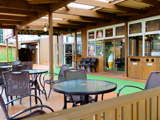 屋根のあるエリアの一角は、カフェ・マヌルヌマと、フリーテラス<br /><br />このテラスは、カフェ・マヌルヌマのお客さん以外は遠慮してくださいとは特に書かれていなかったので、ここでちょっと休んだこともあります。<br />カフェ・マヌルヌマの２階も無料休憩所になっていて、無料休憩所への階段前はロッカーとトイレがあります。<br />気温が高くて車の中に予備のカメラ・レンズなどの精密機器を置きっぱなしにするのが不安な時には、ロッカーを利用します。ロッカー代は100円。<br />この季節はその心配がないのがありがたいです。