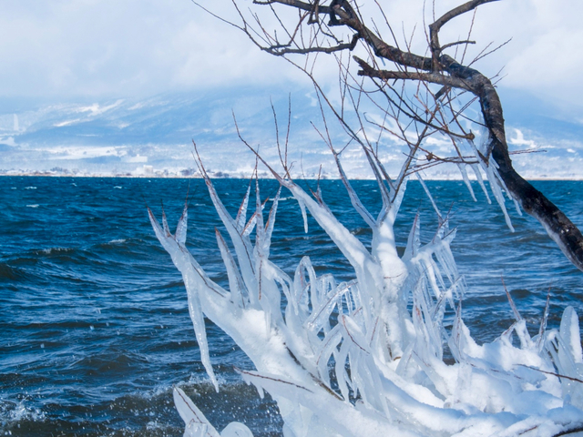 3. 福島・猪苗代湖のしぶき氷