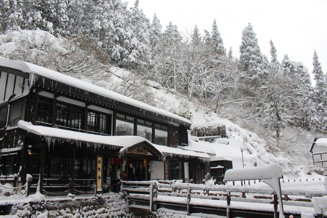 1. 銀山温泉街を眺めながら地酒も楽しめる「伊豆の華」
